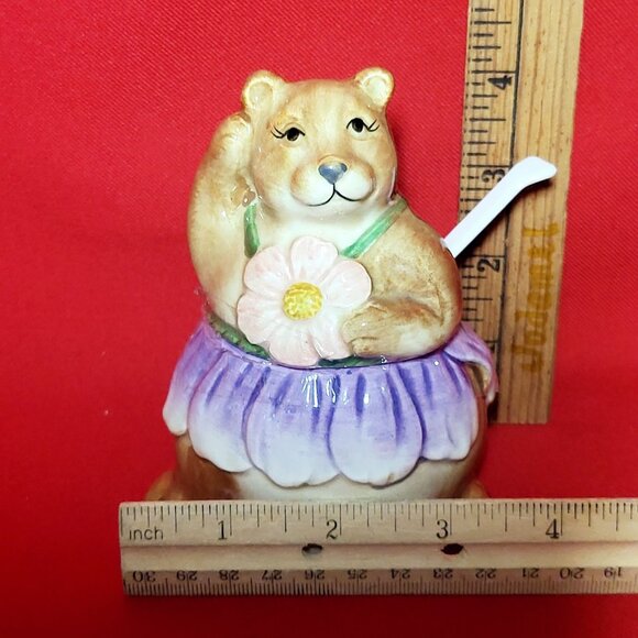 Vintage Otagiri Japan Honey Bear Condiment Bowl Serving Spoon Hand Painted - Picture 8 of 13
